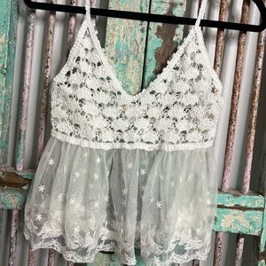 White Crochet Crop Tank